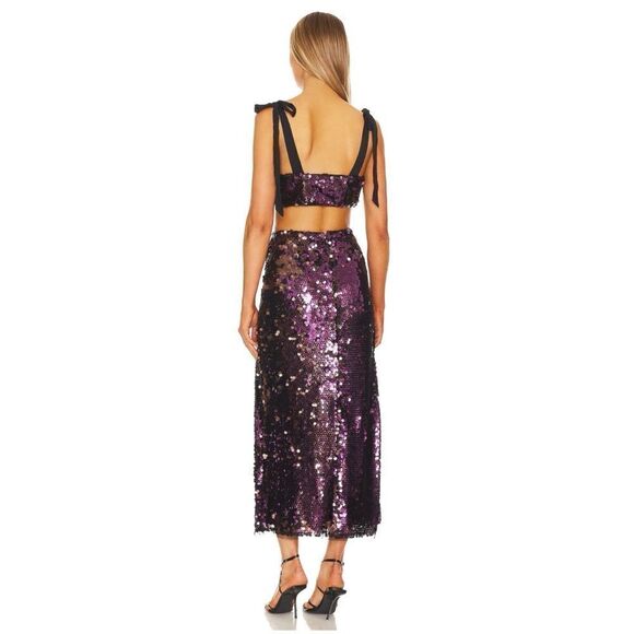 NWT Free People Star Bright Sequin Cropped Top & Maxi Skirt Set in Lilac, Size 4 - Picture 11 of 16